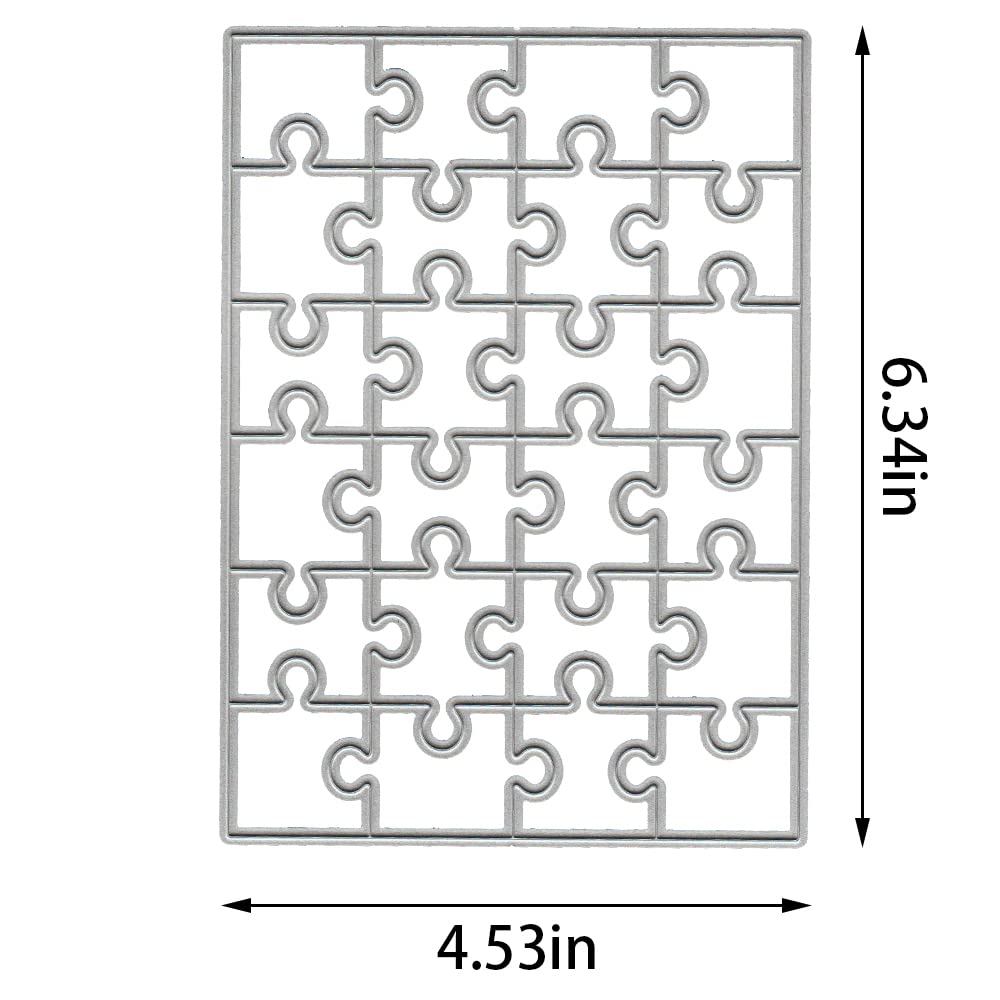ALIBBON Jigsaw Puzzle Die Cuts for Card Making and Scrapbooking, Square Jigsaw Cutting Dies Metal Template Molds, Rectangle Puzzle Frame Die Cuts for DIY Photo Album Paper Embossing Card Decoration ALIBBON