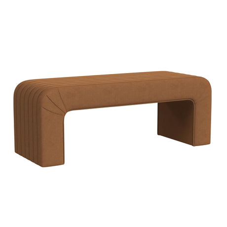 HomePop Arch Channel Bench|Bench for Living Room & Bedroom | Decorative Home Furniture - Rust Orange Velvet HomePop