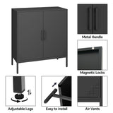 Steehoom Metal Storage Cabinet with Adjustable Shelves, Steel Buffet Sideboard for Entryway, Living Room, Dining Room, Kitchen, Office, Bar (Black) Steehoom
