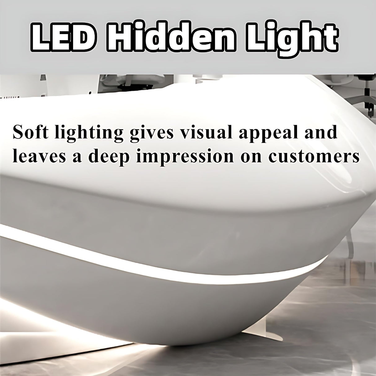 Reception Desk - Stylish Front Desk Reception Counter with LED Lighting, Solid Wood Retail Counter, Perfect for Office, Checkout Counter in Modern Spaces (100") ZGNBSD