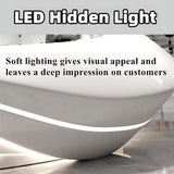 Reception Desk - Stylish Front Desk Reception Counter with LED Lighting, Solid Wood Retail Counter, Perfect for Office, Checkout Counter in Modern Spaces (100") ZGNBSD