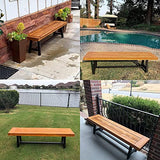 PHI VILLA 63" Acacia Wood Backless Picnic Bench Set – Durable Outdoor Dining Benches for 6 People, Classic Brown and Black PHI VILLA