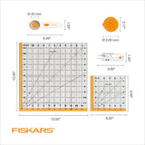 Fiskars Crafts Essentials 5-Piece Set - 45mm Blade Rotary Cutter for Fabric, Self Healing Cutting Mat, and Sewing Ruler - Craft Supplies - White/Gray Fiskars