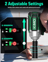 KIMO Impact Wrench 1/2 Cordless,550N.m/406ft-lbs Max Torque & 3000RPM, 2x20V 4.0Ah Battery, Impact Gun with 7 Drive Impact Sockets, 3 Inch Extension Bar, 1 Hour Fast Charger Impact Drill for Car Tires K I M O.
