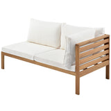 Outdoor Eucalyptus Wood 4 Piece Sectional Sofa Set with Coffee Table and Removable Cushion, Patio Sectional Seating Group L Shape Corner Sofa Set for Garden Backyard Poolside (Natural wood+Beige) AOCHUANG