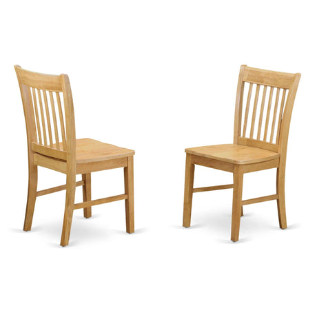 East West Furniture Norfolk Dining Slat Back Wooden Seat Chairs, Set of 2, Oak East West Furniture