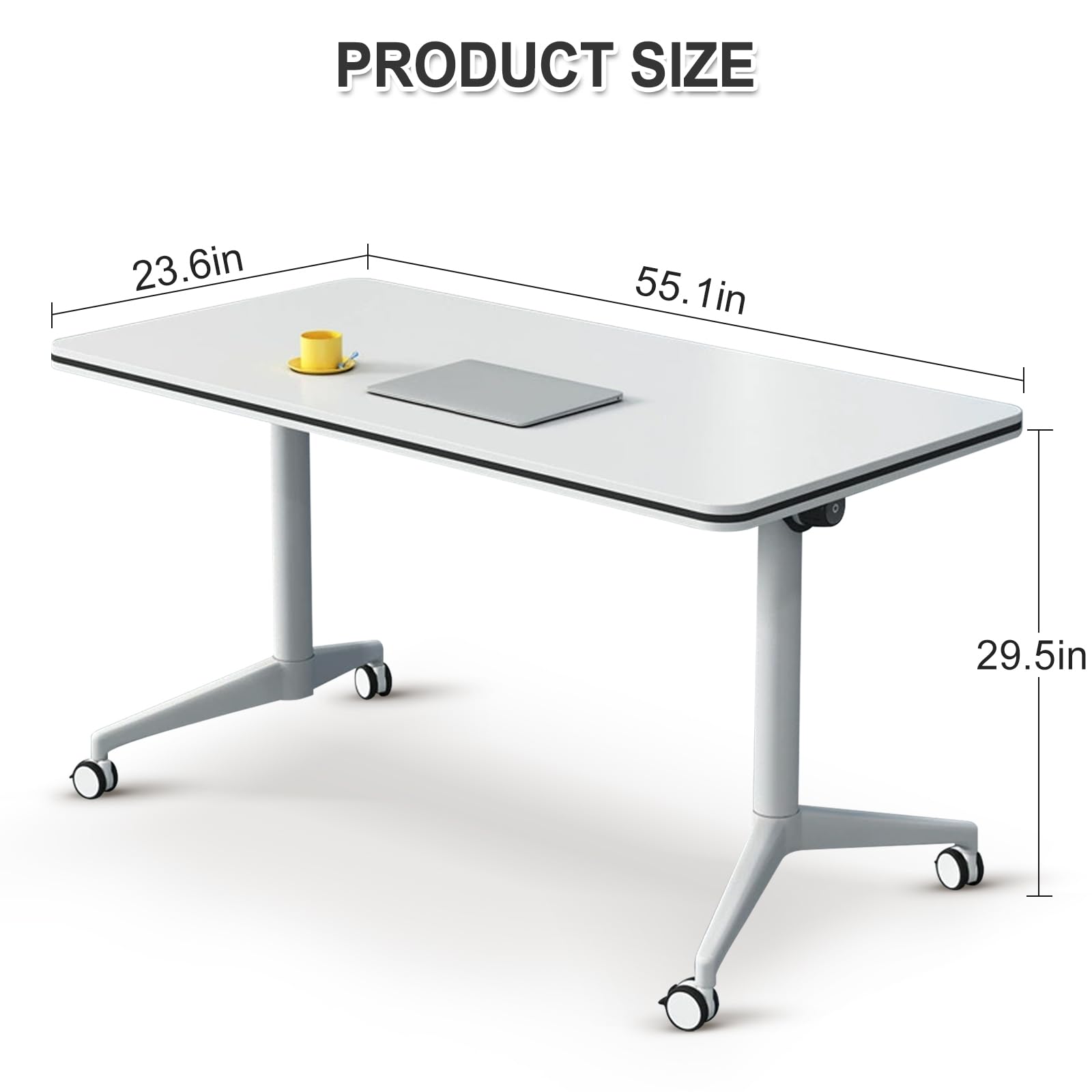 Ptosziav Folding Conference Table Conference Room Table, Modern Flip Top Mobile Training Table, Foldable Meeting Table for Office Training Room,Meeting Seminar Tables with Caster Wheels(2 Pcs - WoodArtSupply