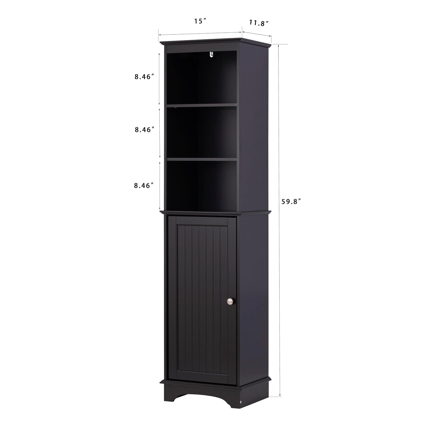 Spirich Home Freestanding Storage Cabinet with Three Tier Shelves, Tall Slim Cabinet, Free Standing Linen Tower, Espresso