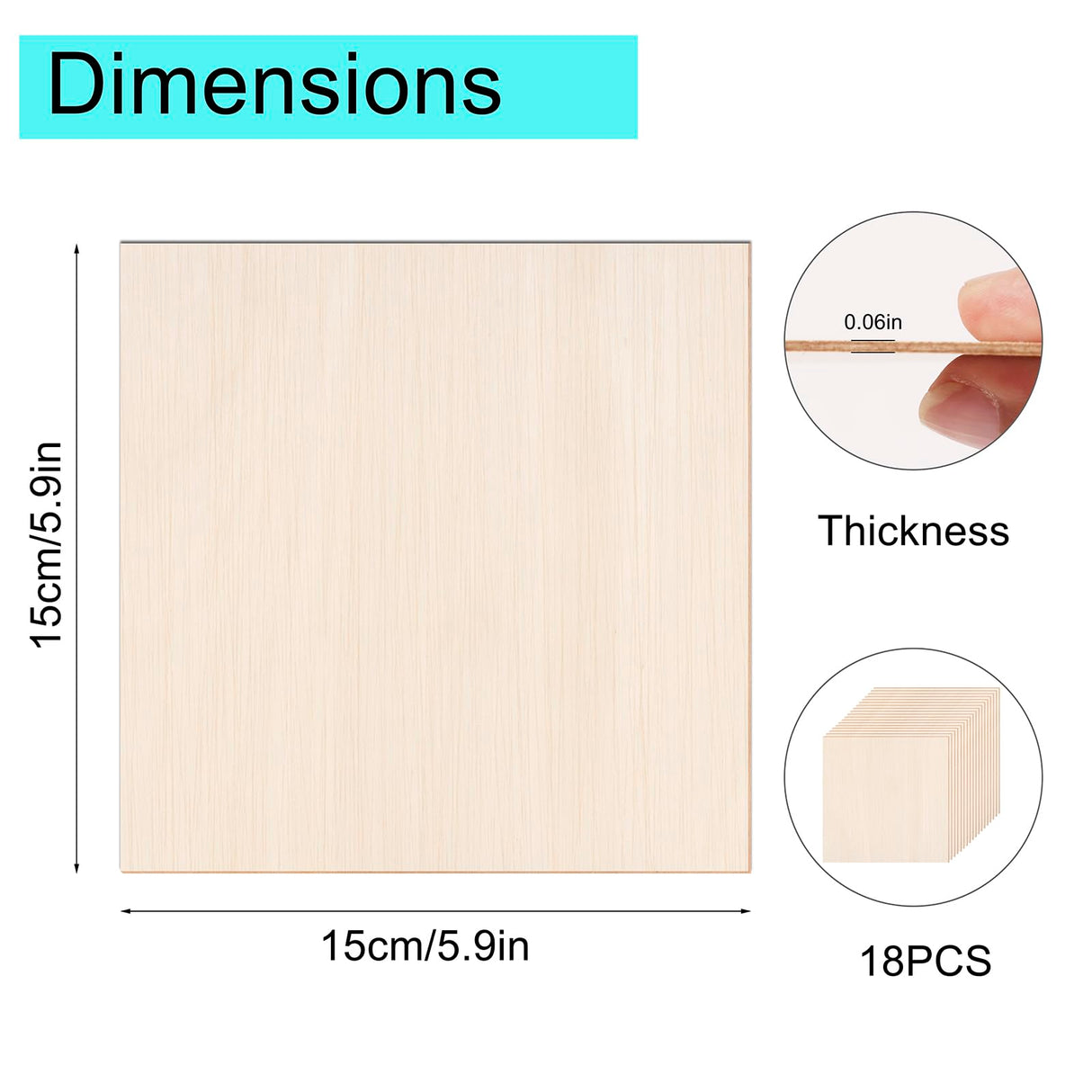 18 Pack Basswood Sheets 6X6 x 1/16 Inch Thick Plywood Balsa Wood Sheets Unfinished Wood Squares Boards Balsa Wood Sheets for Crafts Laser Cutting Wood Burning and Drawing (6 x 6 inch) pojah