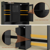 Itaar Over The Toilet Storage Cabinet, Over Toilet Bathroom Organizer with Glass Doors & Toilet Paper Holder Stand, Home Space-Saving Toilet Rack, for Bathroom, Restroom, Laundry(Black) Itaar