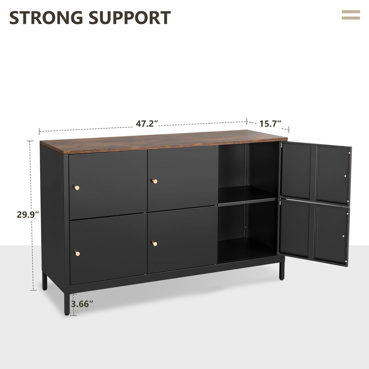 STANI Sideboard Buffet Cabinet with Storage Metal Storage Buffet Table with 6 Doors Coffee Bar Cabinet Kitchen TV Stand Cupboard Console Table for Living Dining Room Kitchen Hallway STANI