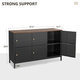 STANI Sideboard Buffet Cabinet with Storage Metal Storage Buffet Table with 6 Doors Coffee Bar Cabinet Kitchen TV Stand Cupboard Console Table for Living Dining Room Kitchen Hallway STANI