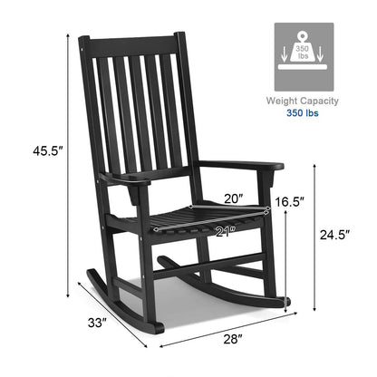 Tangkula Acacia Wood Porch Rocking Chair Set, Wooden Rocking Chair Rocker with High Back & Armrest for Indoor Outdoor Use, Patio Rocker for Garden Lawn Balcony Backyard Poolside (2, Black) - WoodArtSupply