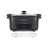 Hamilton Beach 6 Quart 9-in-1 Programmable Slow Cooker with Sear, Browning, Rice, Steam, Sauté, Roast Delay Start & Keep Warm Functions, Nonstick PFAS-Free Dishwasher Safe Crock, Black (33604) Hamilton Beach