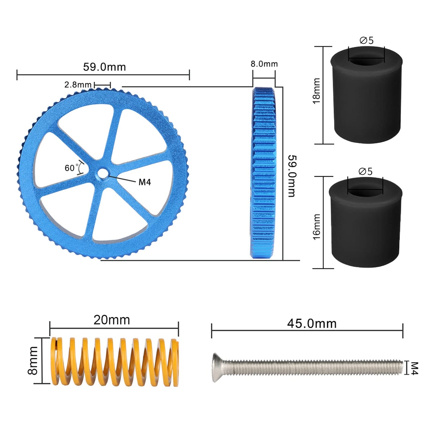 IdeaFormer Upgraded 4pcs Blue Aluminum Hand Twist Leveling Nut,4pcs 20mmSprings,4pcs Screws, 4pcs Heatbed Silicone Leveling Column Mounts for Ender 3/3 Pro/3v2 3D Printer - WoodArtSupply