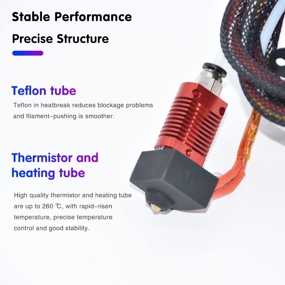 Creativity CR10 Hotend Assembled MK8 Extruder Kit Full Set (with 0.4MM Nozzles) Upgrade for 3D Printer CR 10/CR 10S/S4/S5 Replacement Parts Creativity