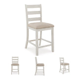 Signature Design by Ashley Skempton Modern Farmhouse Counter Height Dining Table and Upholstered Bar Stools, Set of 7, White & Light Brown Signature Design by Ashley