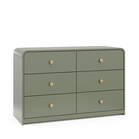 Storkcraft Santos 6 Drawer Bedroom Dresser (Olive & Natural) – GREENGUARD Gold Certified Dresser for Kids Bedroom with Interlocking Drawer System Storkcraft