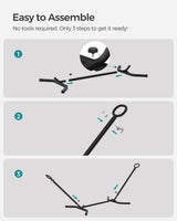 SONGMICS Double Hammock with Stand, 82.7 x 59.1 Inches, 529 lb Load Capacity, Portable Hammock, for Terrace, Balcony, Garden, Outdoor, Camping, Black and Gray UGHS001G01 SONGMICS