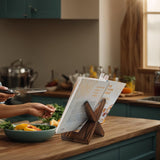 masteymoh Rustic Cookbook Holder Stand for Kitchen, Recipe Book Holder for Kitchen Counter, Wooden Kitchen Book Holder, Rustic Cook Book Holder Stand with Natural Wooden Grains (1 in Brown) masteymoh