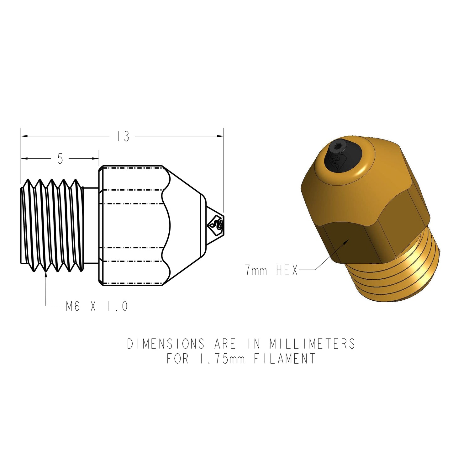 Diamondback Nozzles – MK8 Compatible – Polycrystalline Solid Diamond Tip 3D Printer Nozzles, Improved Extrusion, Any Filament, Long Life, Wear Resistant, Layer Adhesion, USA Made (0.4mm) - WoodArtSupply