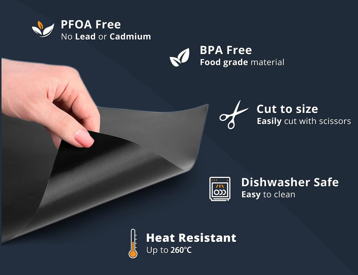 Large Non-Stick BBQ Grill Mat by Linda's Essentials (3 Pack) - Reusable Heat Resistant BBQ Mats for Grilling - Must Have BBQ Accessories Grill Mats for a Easy Clean Linda's Essentials