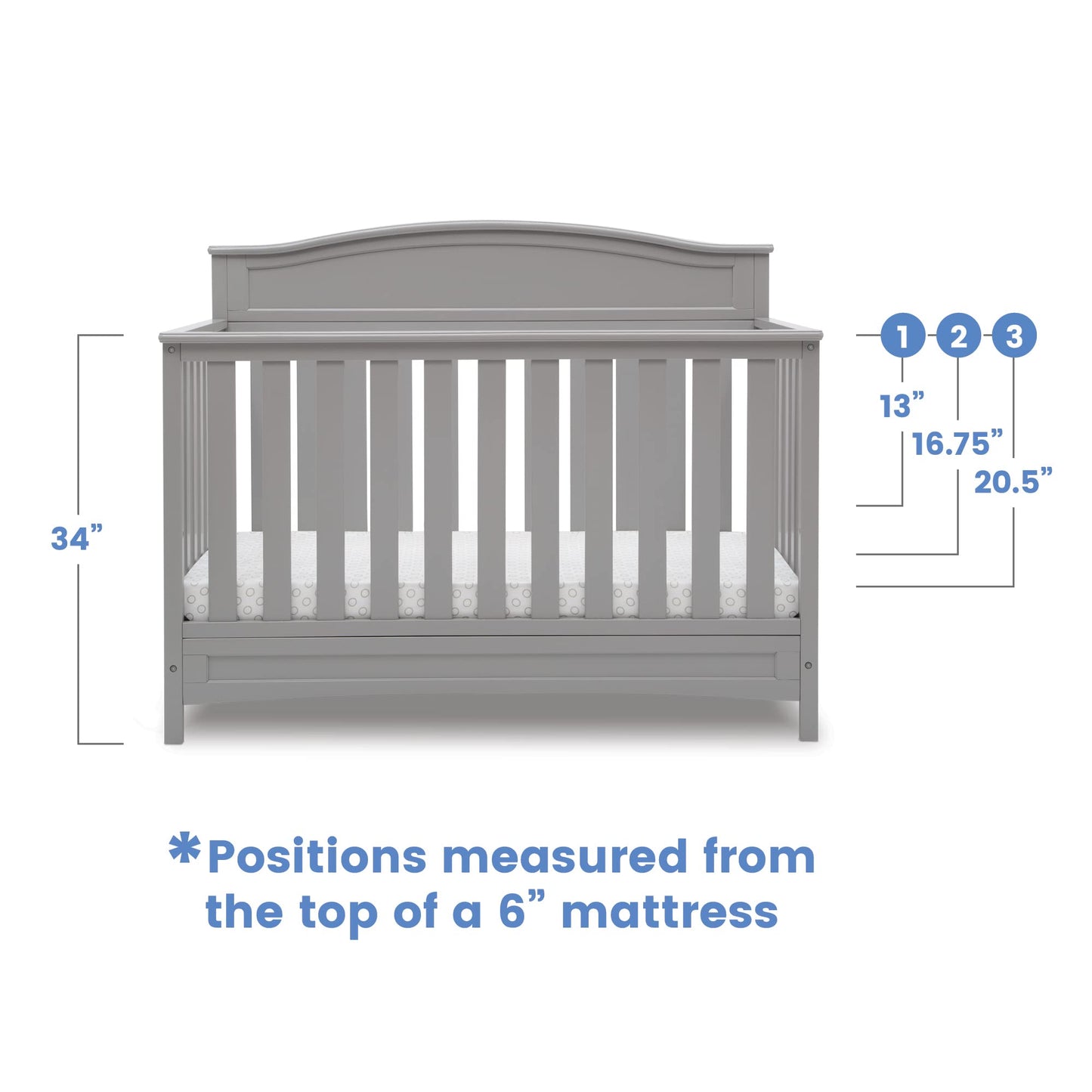 Delta Children Emery 4-in-1 Convertible Baby Crib, Pack of 1, Grey