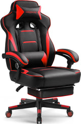 GTPLAYER Gaming Chair with Footrest, Big and Tall Game Chair 350lb Racing Style Computer Chair, Ergonomic Executive Office Chair High Back with Lumbar Support and Recliner, Red GTPLAYER