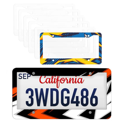 6 Pack Sublimation License Plate Frame Blanks,Metal Aluminum car Tag White,Thermal Transfer DIY Custom Picture Design for Blank License Plates Frame(12.2x6.3x0.04)