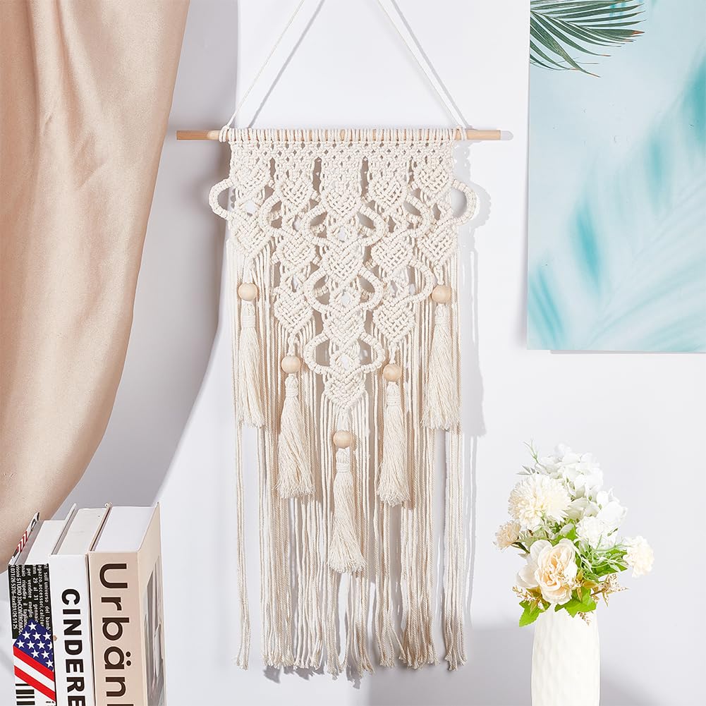 FREEBLOSS DIY Macrame Kit for Adults Beginners Bohemian Macrame Wall Hanging Ornament Creative Boho Macrame Wall Art Macrame Tapestry Gift for Mom Girls FREEBLOSS