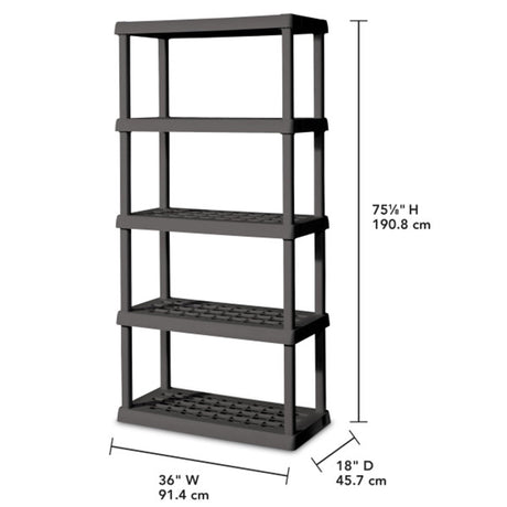 Sterilite 2-Pack 5 Shelf Unit, Heavy-Duty Shelving Storage Rack for Home and Garage, Gray - Multipurpose Plastic Organizer Shelves for Smart Organization Sterilite