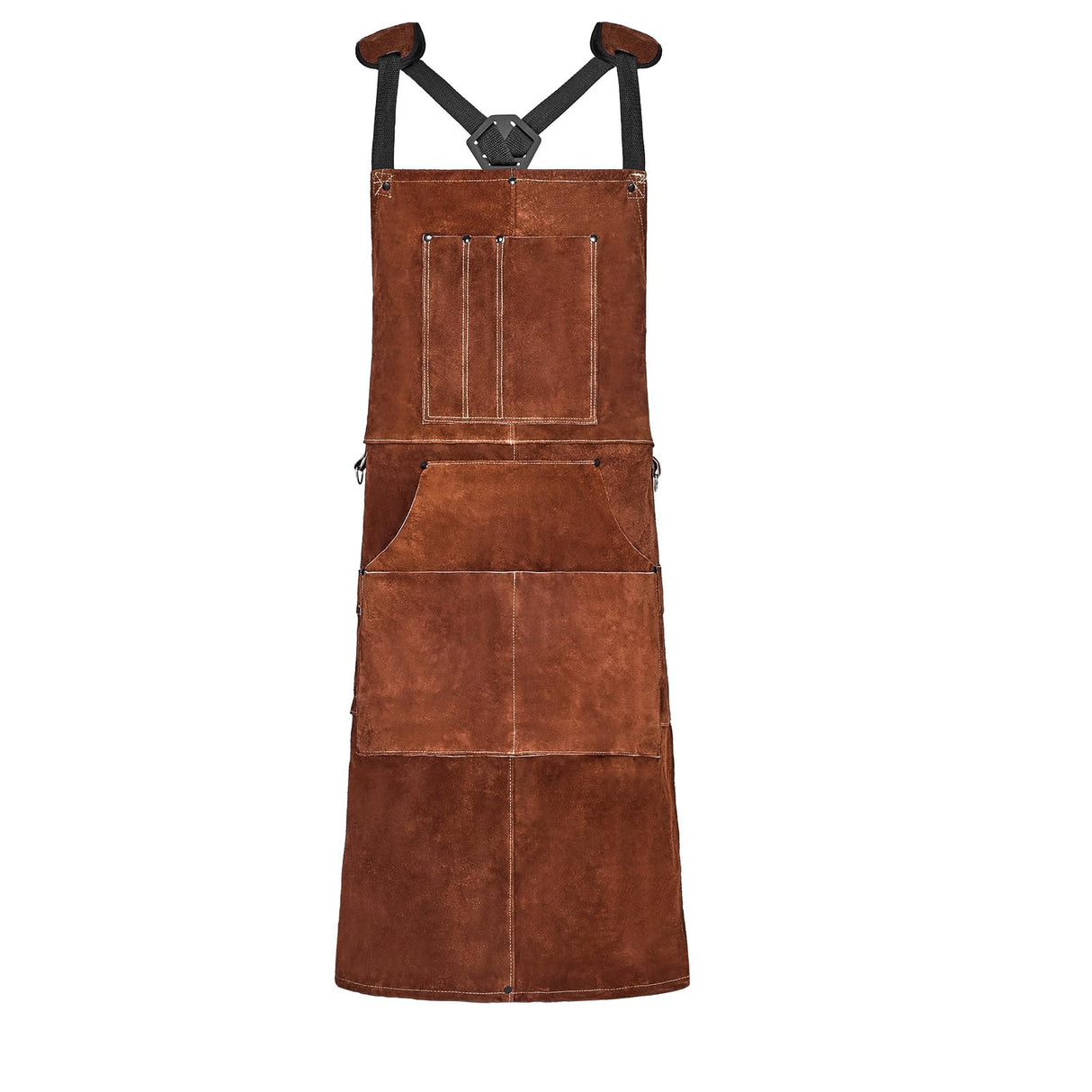 VEVOR Leather Welding Work Apron, Heavy Duty Cowhide Flame Resistant Welding Apron, Heat-Resistant Blacksmith Welder Aprons with 6 Tool Pockets for Woodworking, Gardening, BBQ VEVOR