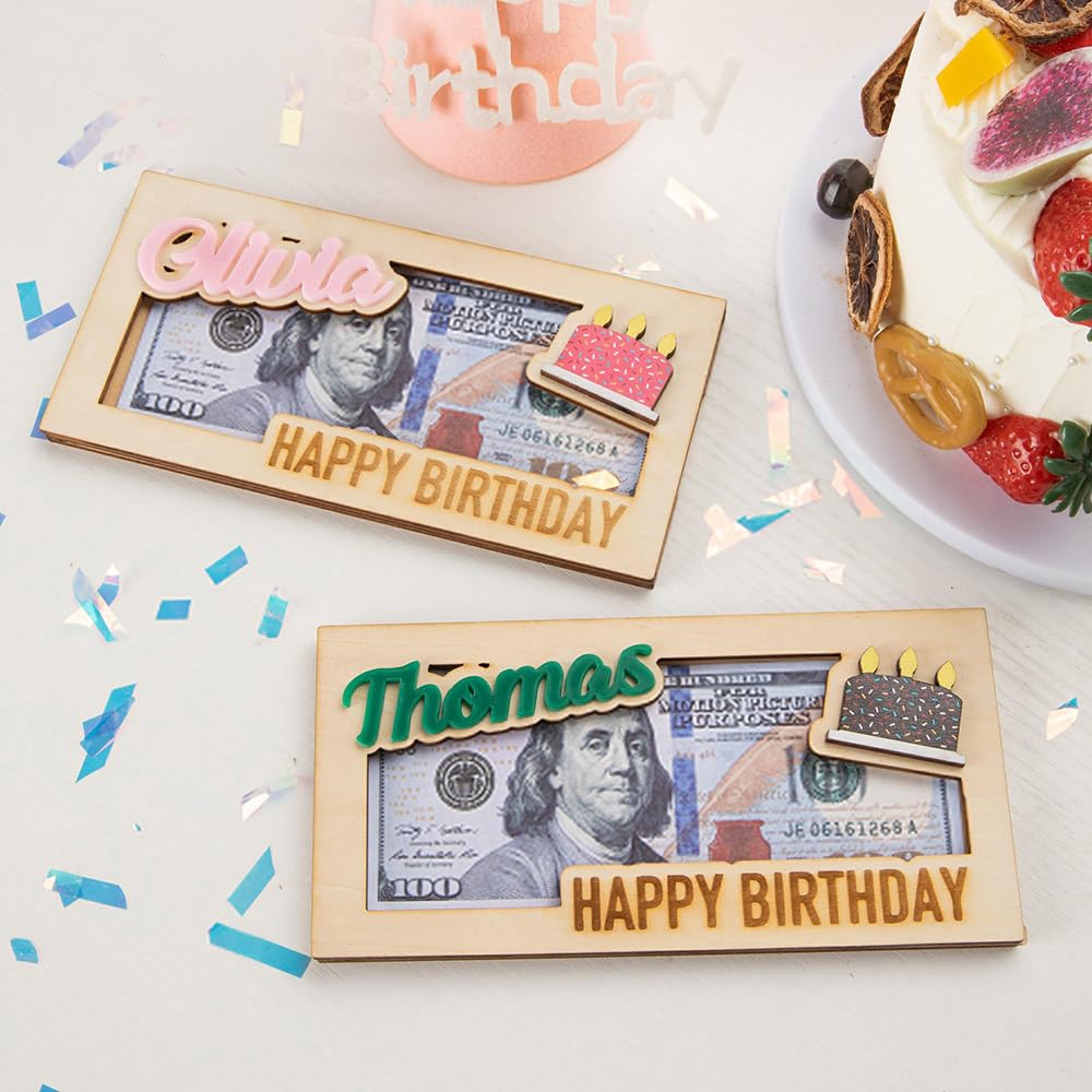 Personalized Wooden Birthday Money Envelope Custom Name Cash Envelope Money Wallet Happy Birthday Envelope Gift Card Holder Birthday Money Gift DIY - WoodArtSupply