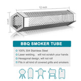 Aushucu 2pcs Smoker Tube 12in Pellet Smoker Tube Stainless Steel Smoke Tube for Hot or Cold Smoking 5 Hours of Billowing smoke Portable BBQ Smoking tube Generator Electric Charcoal Gas Grill Smoker aushucu