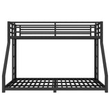 LUMISOL Metal Twin XL Over Queen Bunk Bed, Metal Bunk Bed Frame, Floor Low Bunk Bed for Kids Bedroom Guestroom, Noise Free, No Box Spring Needed, Black LUMISOL
