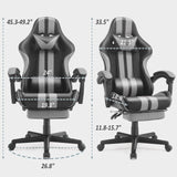 Ferghana Grey Gaming Chairs with Footrest,PC Gaming Chair,Computer Chair, E-Sports Chair,Ergonomic Office Chair with Adjustable Headrest and Lumbar Support(Grey) Ferghana