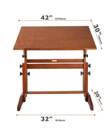 DJAR Adjustable Wooden Drafting Table, 35"x24" Walnut Drawing Desk for Art, Sketching, Painting & Writing DJAR