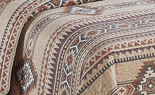 Rugs 4 Less Rustic Southwest Quilted Western Bedspread Bedding Set in Brown Beige Taupe Charcoal and Tribal Native American Patterns - Nevada (Full/Queen) Rugs 4 Less