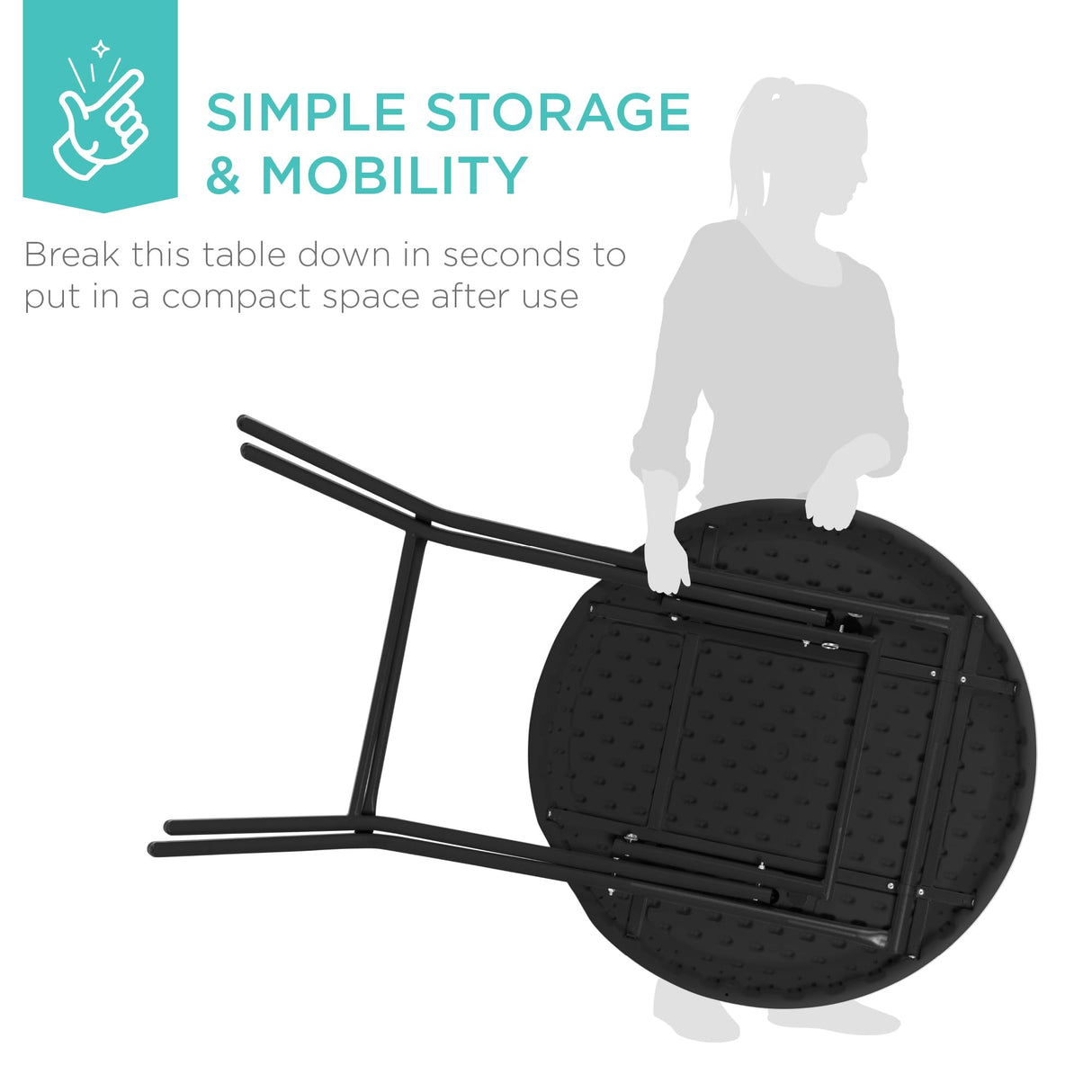 Best Choice Products 32in Bar Height Folding Table, Round Indoor Outdoor Accessory for Patio, Backyard, Dining Room, Events w/Thick Table Top, Metal Frame, Locking Legs, 330lb Weight Capacity - Black Best Choice Products