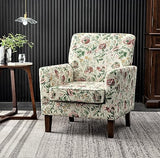 Container Furniture Direct Contemporary Accent Arm Chair with Birch Wood Frame and Velvet Upholstery, Armchair for Office and Living Room Decor, Removable Cushions, 04 Printed Fabric Container Furniture Direct