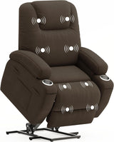 Flamaker Power Lift Chair Massage Recliner Chairs for Elderly - Ergonomic Design with Cup Holders & Side Pockets, Remote Control (Brown) Flamaker