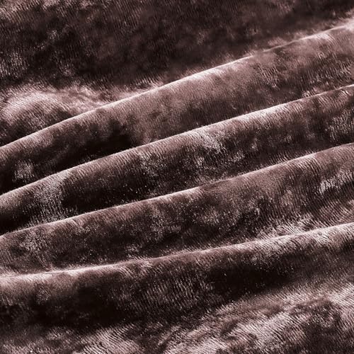 Fredsure Distressed Velvet Comforter Set, 5 Pieces Brown King, Distressed Velvet Face and Brushed Microfiber Reverse Fredsure