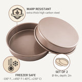 HAPPIELS Non Toxic Nonstick 9 inch Round Cake Pans Set of 2 | Quality Non Stick 9 inches Layer Circle Cake Pan 2 inches Deep | Best 9in Baking Pan PFOA, BPA free Nontoxic | 9inch 9inches Cake Pans Set HAPPIELS
