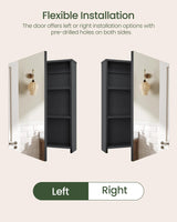 CHOEZON Bathroom Medicine Cabinet, Wall-Mounted Bathroom Vanity with Mirror, Bathroom Medicine Cabinet with Storage Function, Hanging Storage Cabinet, Adjustable Shelves, Black CHOEZON