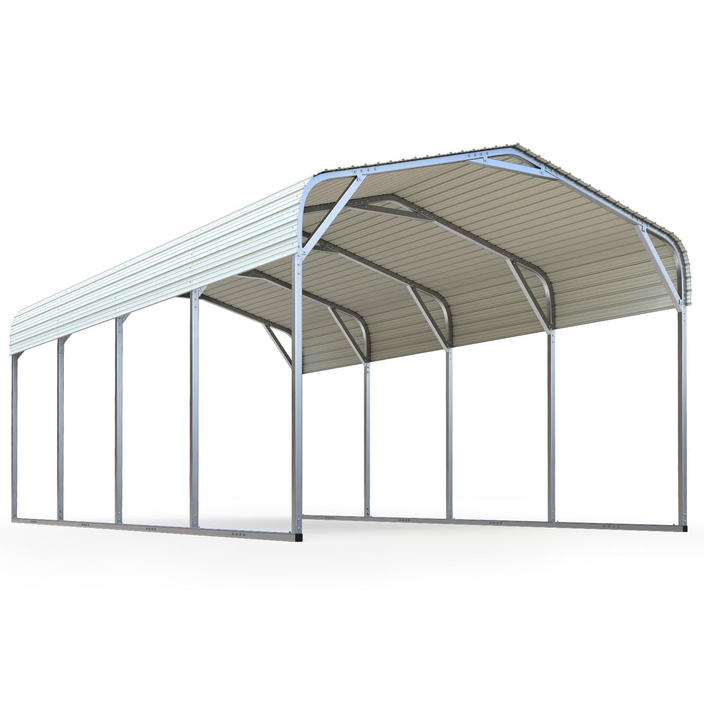 Quictent 12x20 ft Metal Roof Carport Kits Hard Top Garage Heavy Duty Steel Car Canopy, White