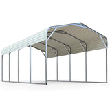 Quictent 12x20 ft Metal Roof Carport Kits Hard Top Garage Heavy Duty Steel Car Canopy, White Quictent