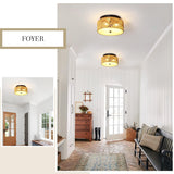 ANQIANYUE Rattan Flush Mount Ceiling Light, Boho Ceiling Light Fixture, 3-Lights Hand Woven Ceiling Light Fixture with PVC Plate for Hallway Bedroom Kitchen Entryway Living Room Foyer ANQIANYUE