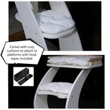 SHENGOCASE Modern Stylish 52.4 inches Tall Wooden Cat Tree Tower, Aesthetic Cat Condo Ladder with 5-Level Big Perch Platform Bed for Window Large Scratching Post SHENGOCASE