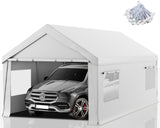 Carport 10x20 FT Heavy Duty, Outdoor Portable Garage with Removable Sidewalls & Doors, Waterproof, UV-Resistant Canopy Shelter for Vehicles, Boats, RVs, Trucks, All-Season Car Port,White RICHRYCE