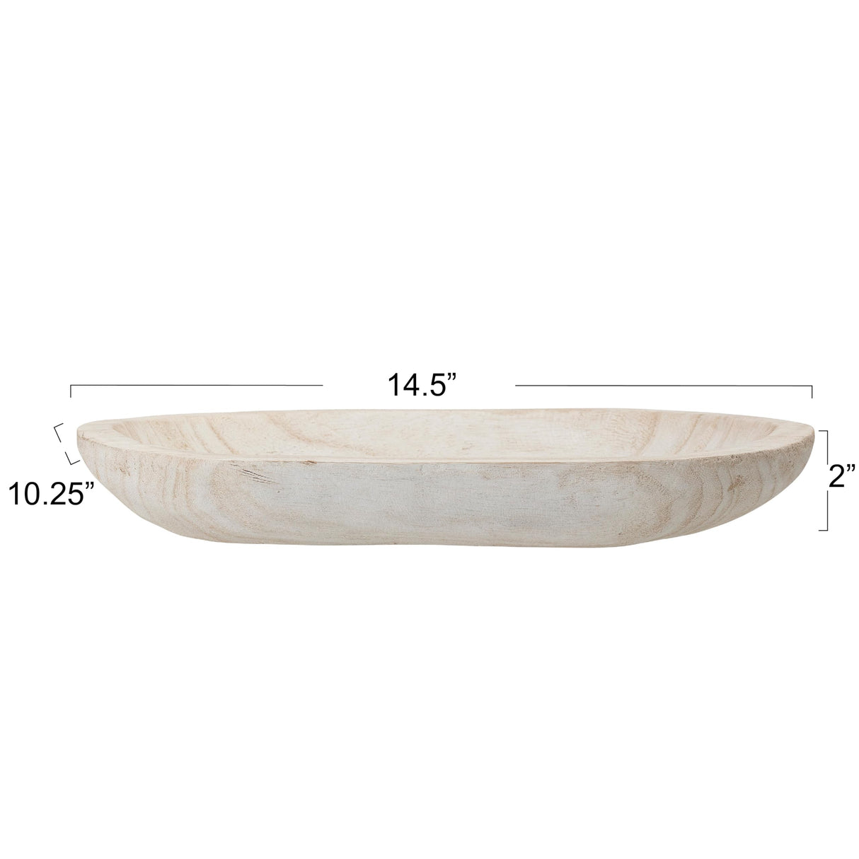 Bloomingville Hand-Carved Paulownia Wood Bowl with Whitewashed Finish Bloomingville